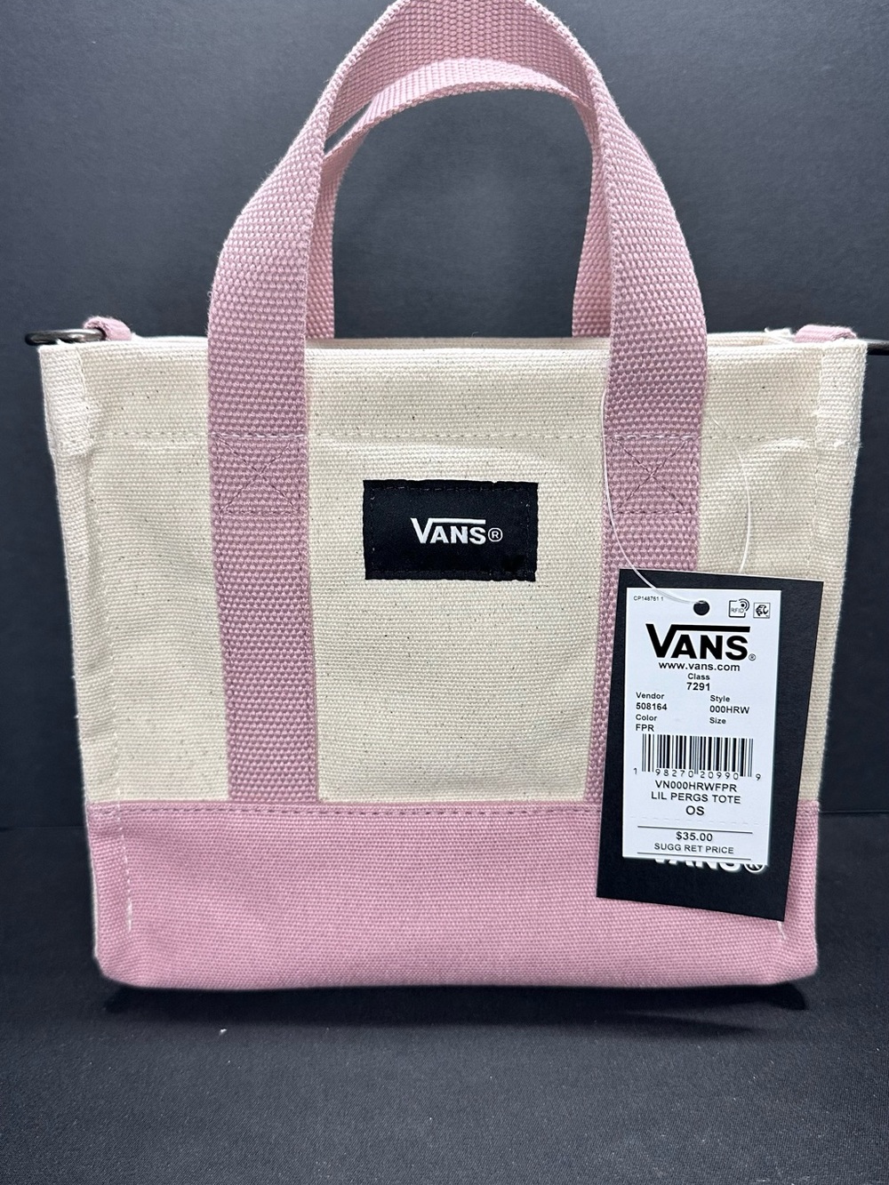 Vans Cream and Pink Two-Tone Mini Tote